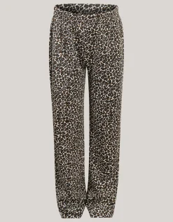 Leopard Wide Leg Broek Bruin