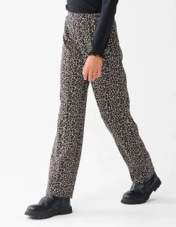 Leopard Wide Leg Broek Bruin