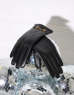 Leren Chain Handschoenen Zwart