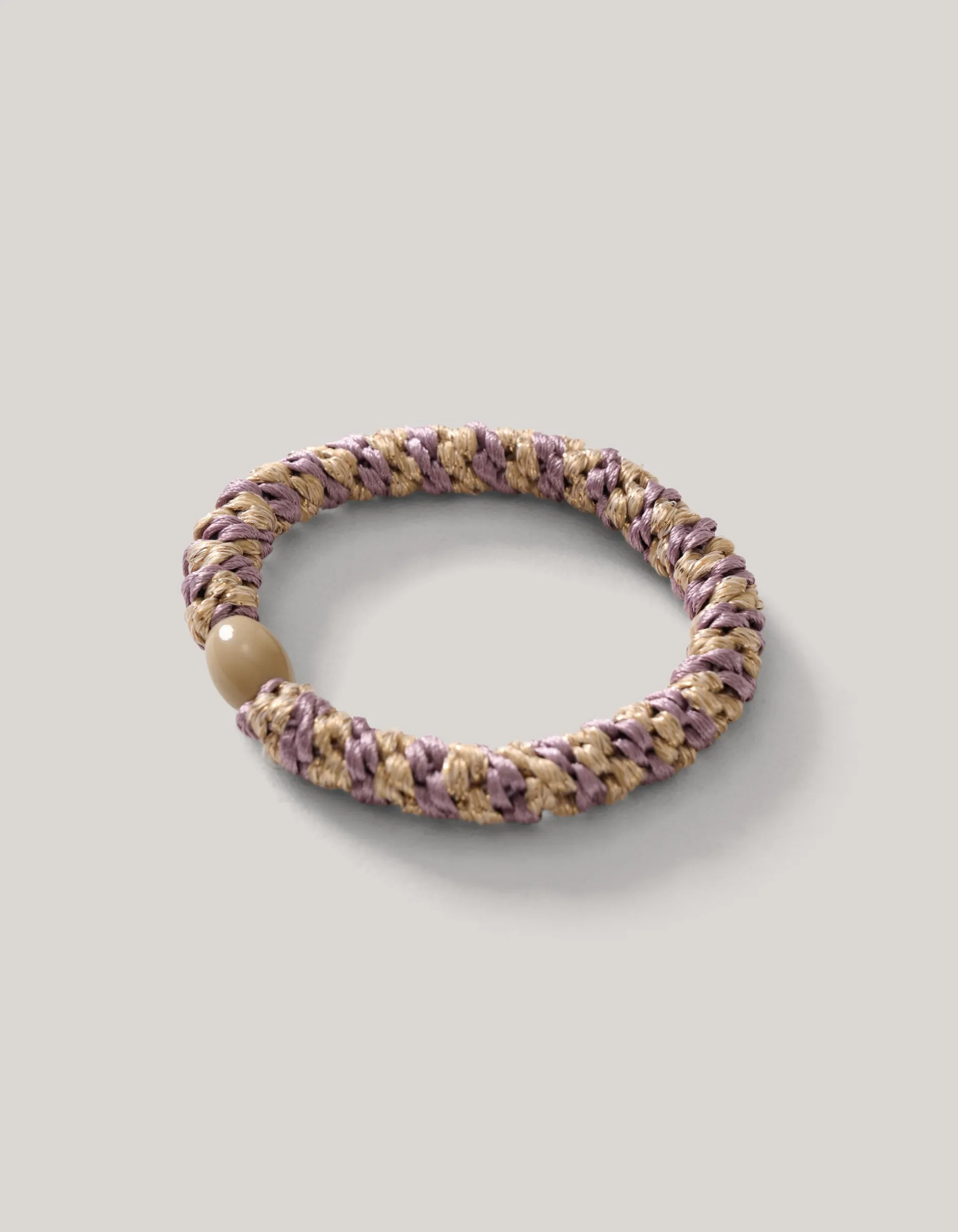 Lurex Haarelastiek Beige/Lila