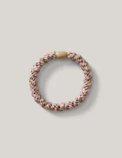 Lurex Haarelastiek Beige/Lila