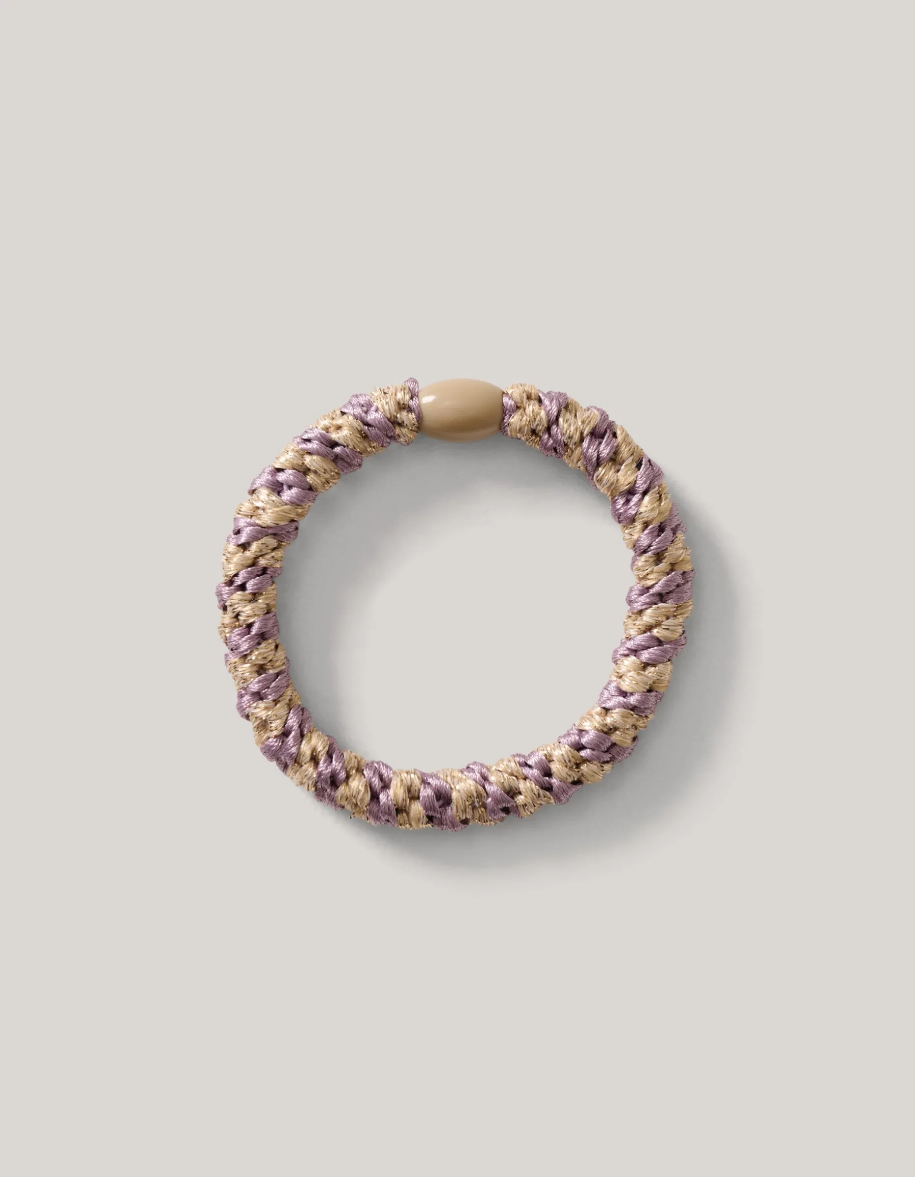 Lurex Haarelastiek Beige/Lila