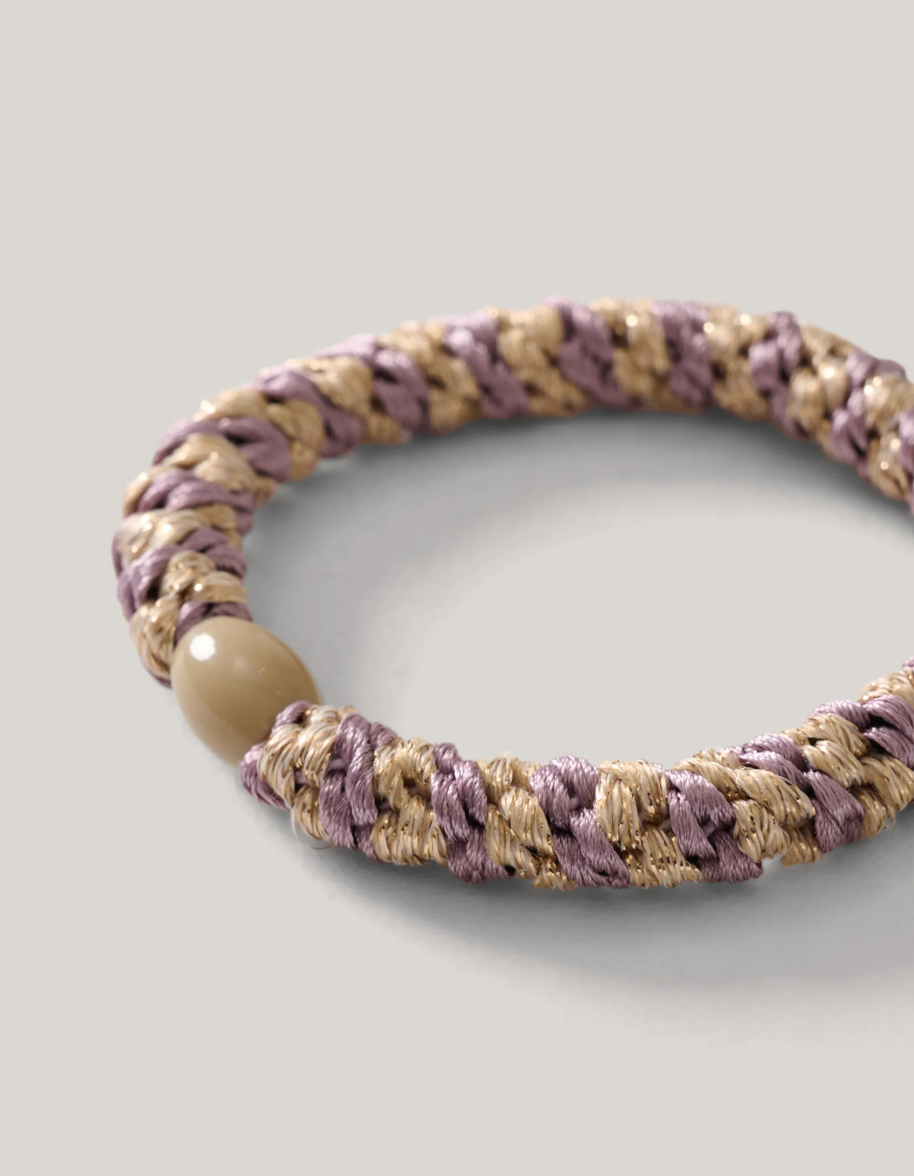 Lurex Haarelastiek Beige/Lila