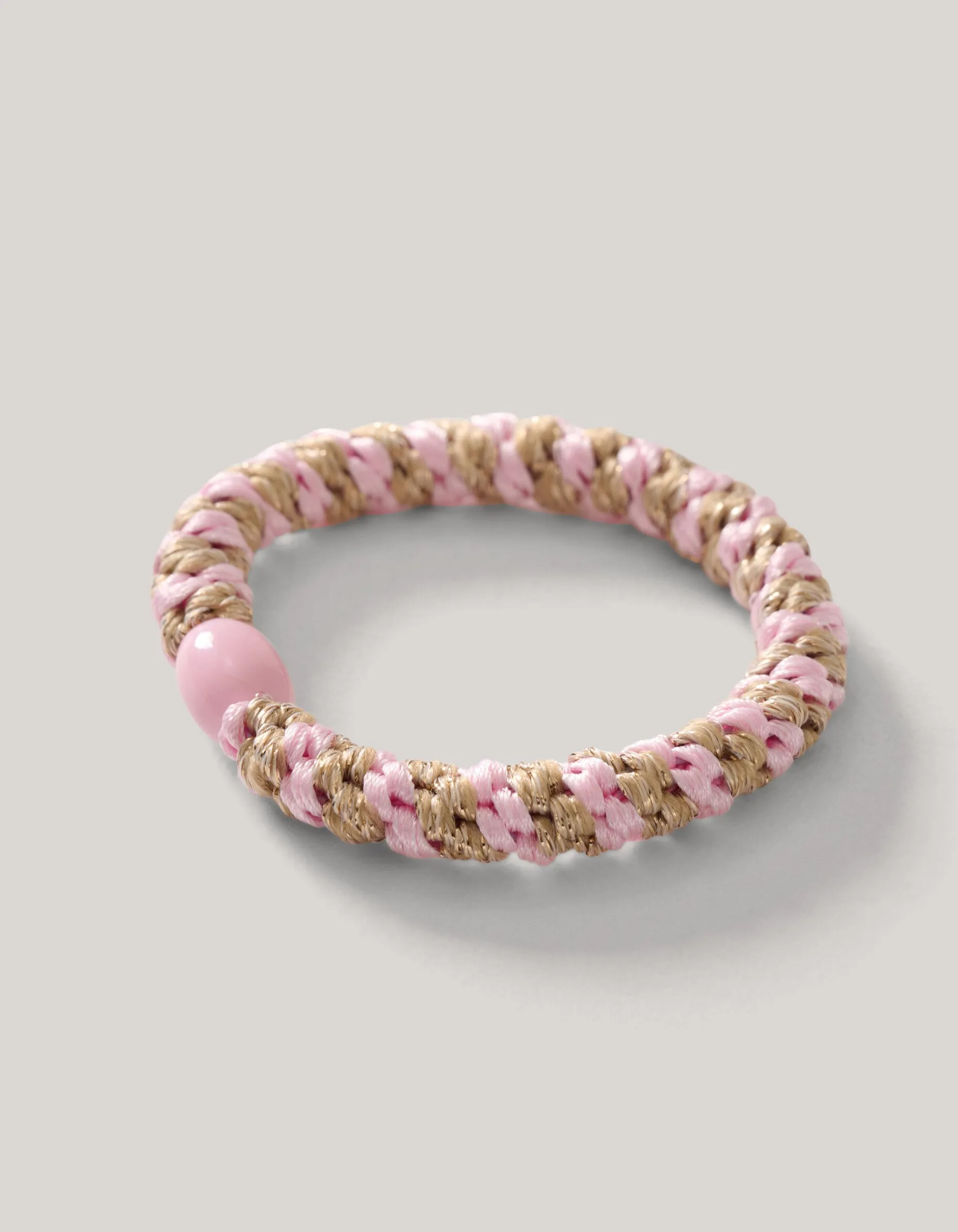 Lurex Haarelastiek Lichtroze/Beige