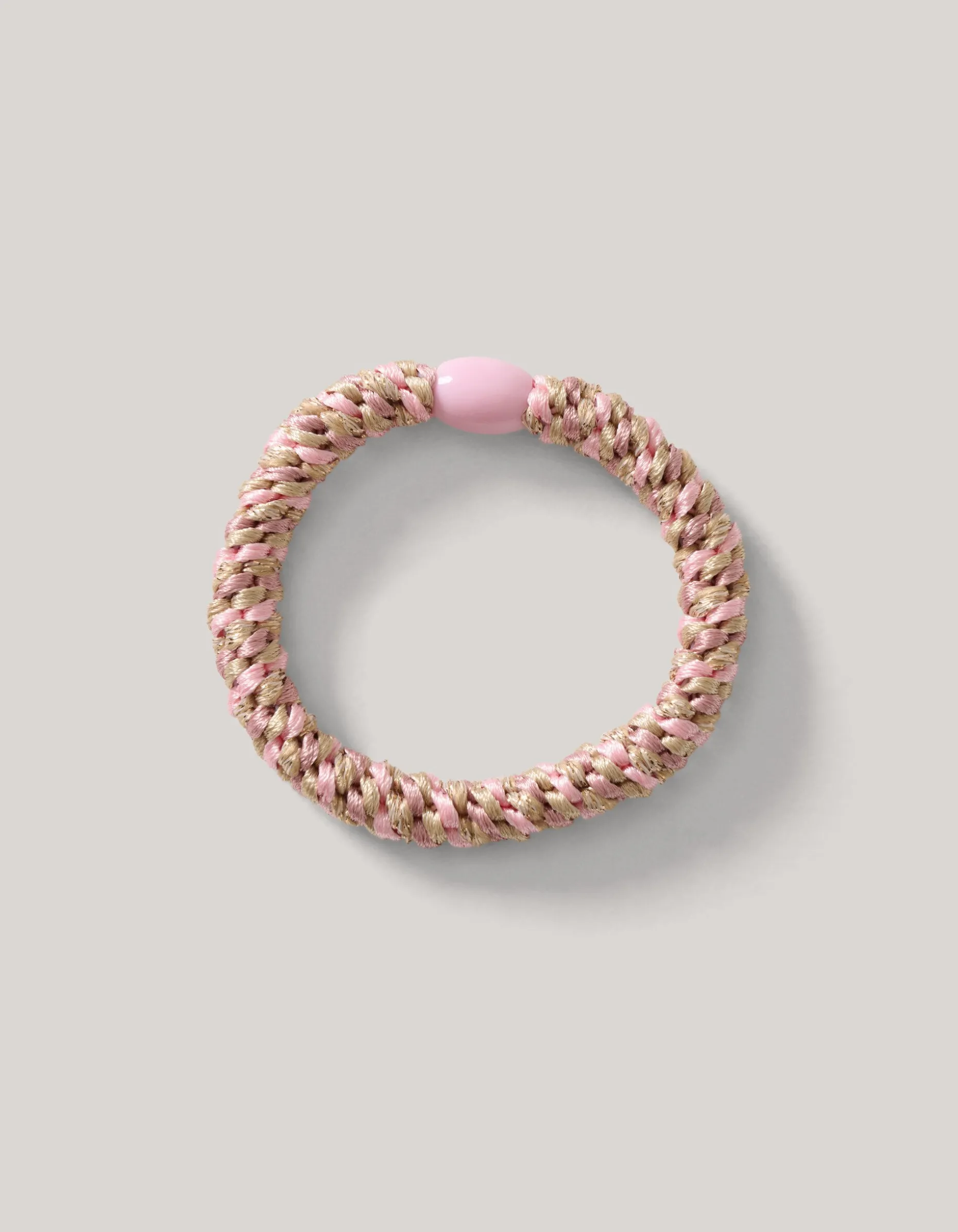 Lurex Haarelastiek Roze/Beige