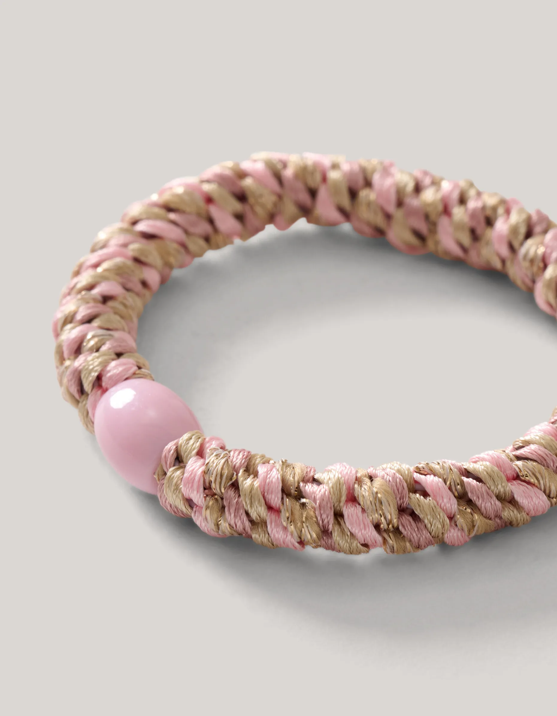 Lurex Haarelastiek Roze/Beige