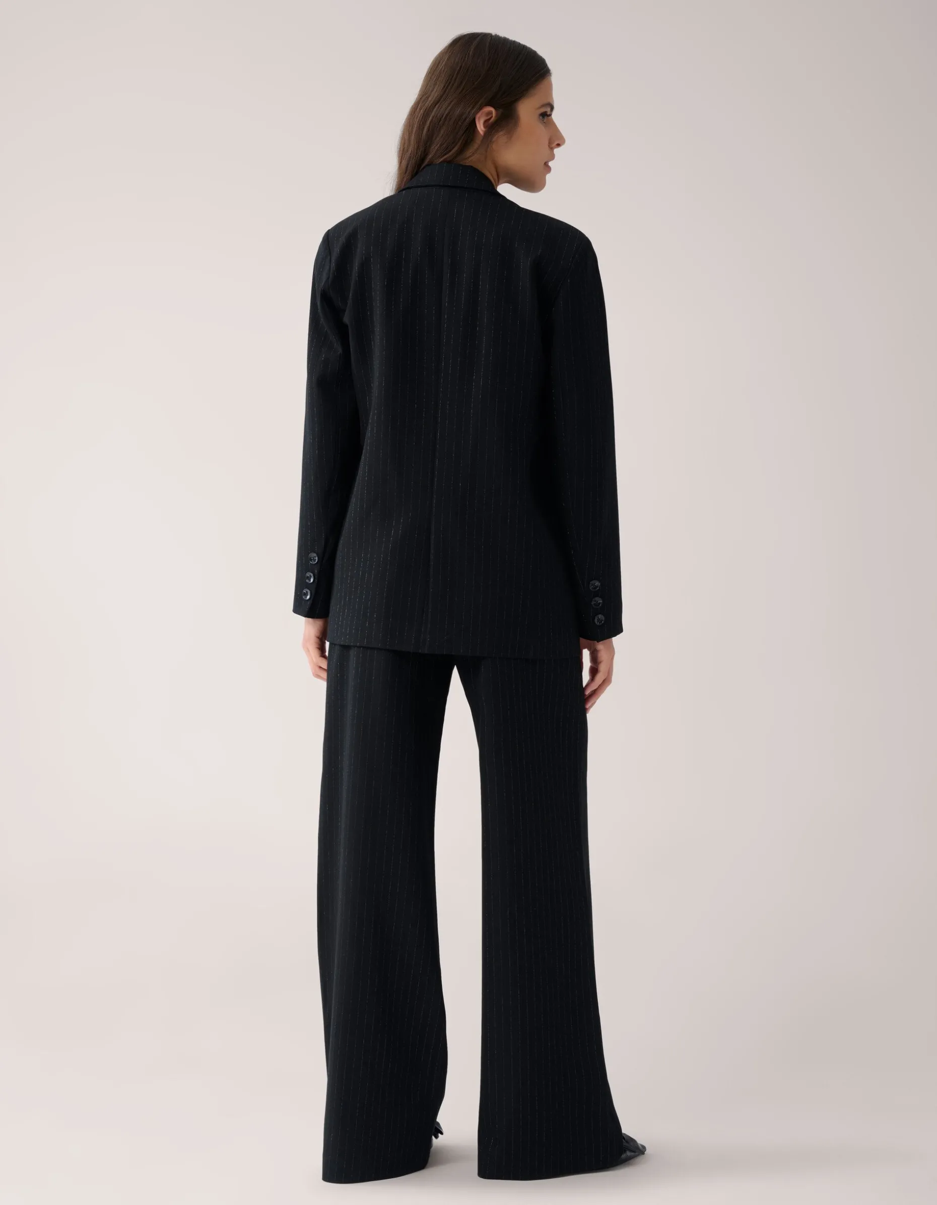 Lurex Pinstripe Blazer Zwart By Mieke