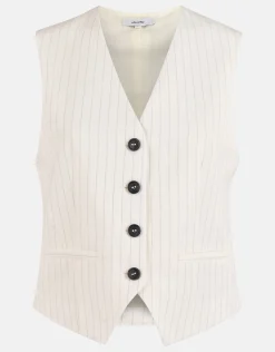 Lurex Pinstripe Gilet Gebroken Wit