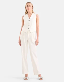 Lurex Pinstripe Gilet Gebroken Wit