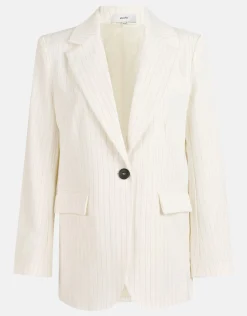 Lurex Pinstripe Oversized Blazer Gebroken Wit