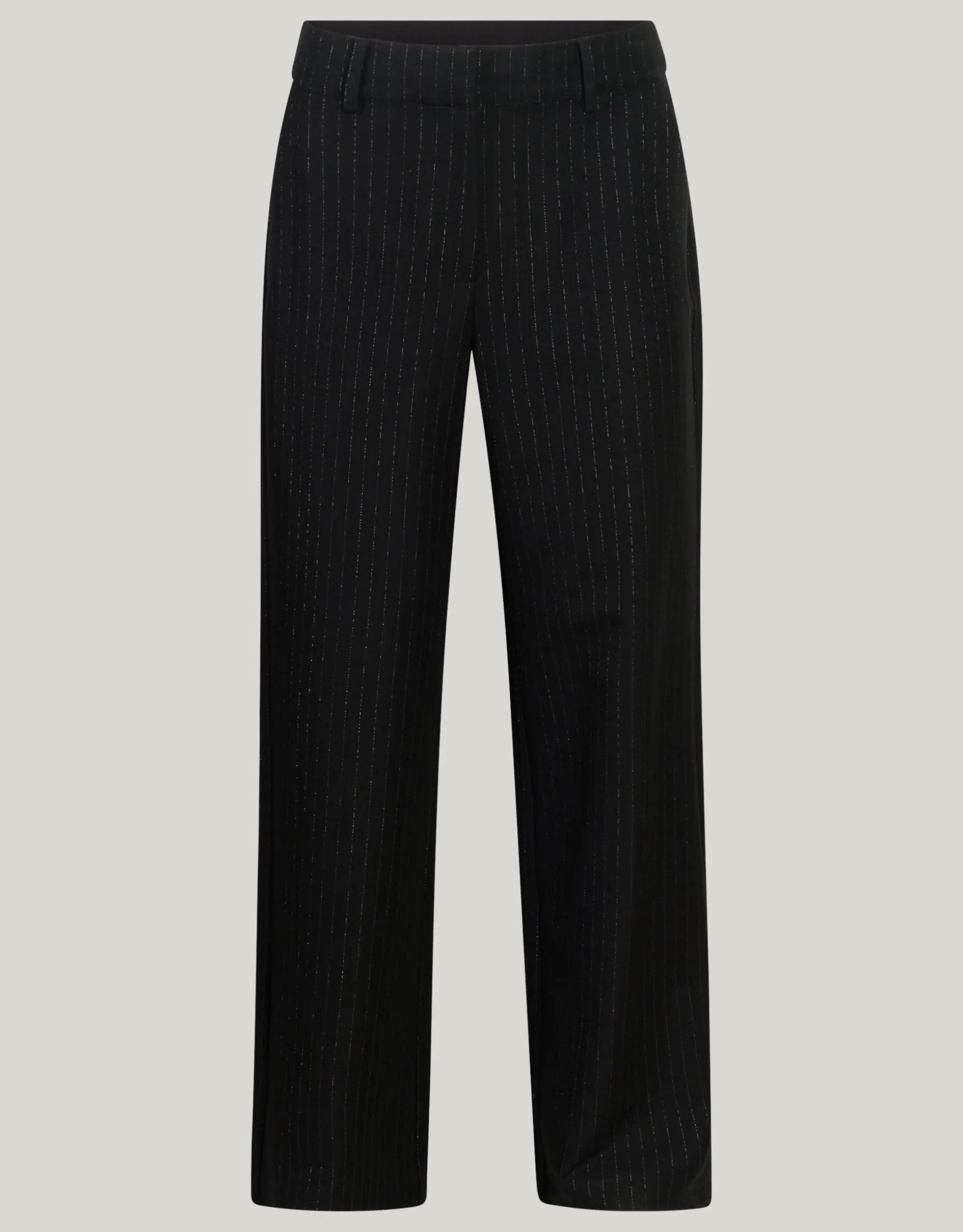 Lurex Pinstripe Wide Leg Pantalon Zwart By Mieke