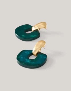 Marble Oorbellen Donkergroen