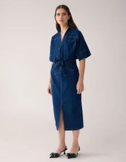 Maxi Denim Jurk Donkerblauw By Mieke