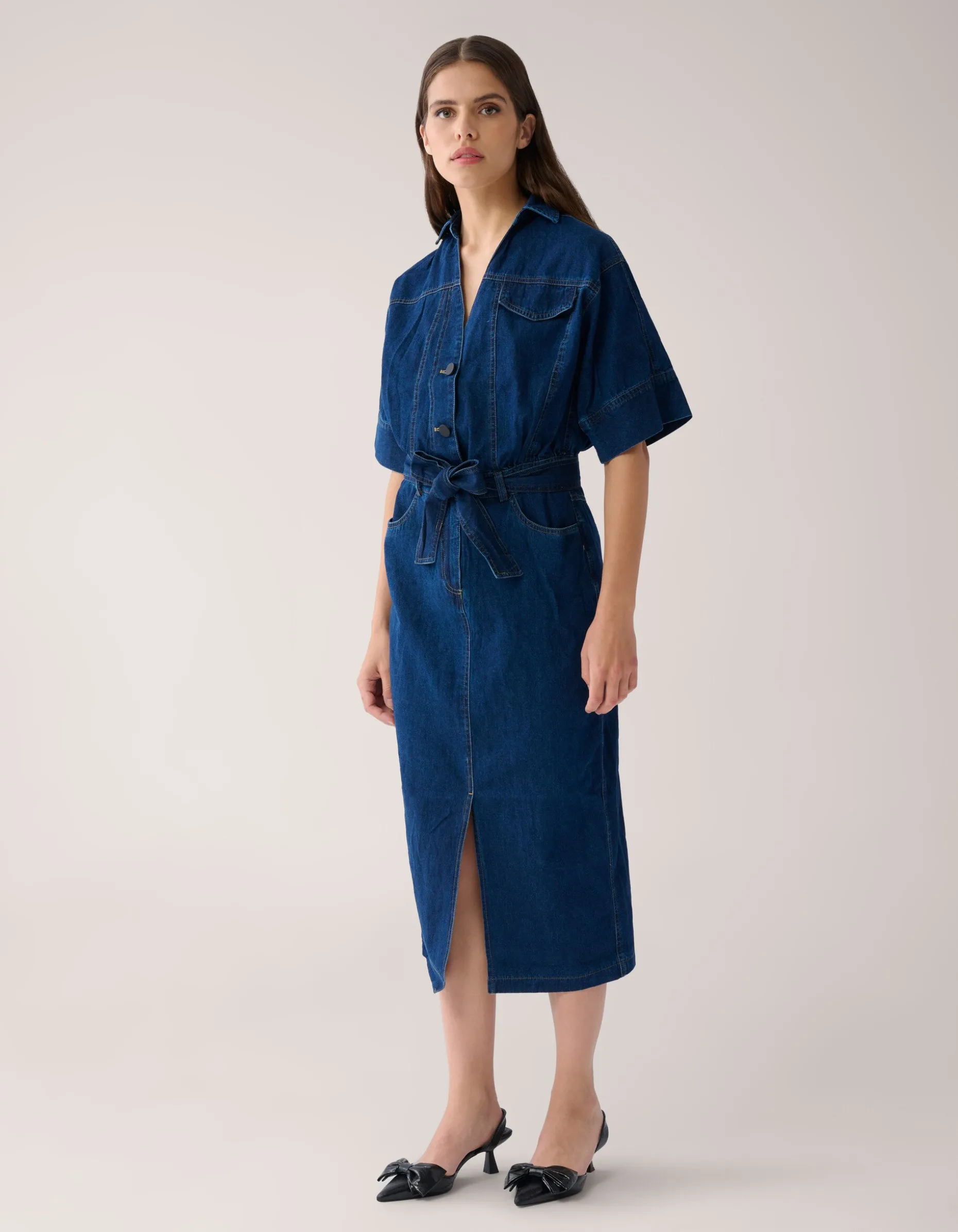 Maxi Denim Jurk Donkerblauw By Mieke