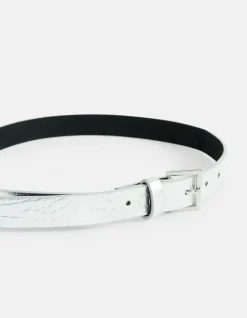Metallic Croco Riem Zilver