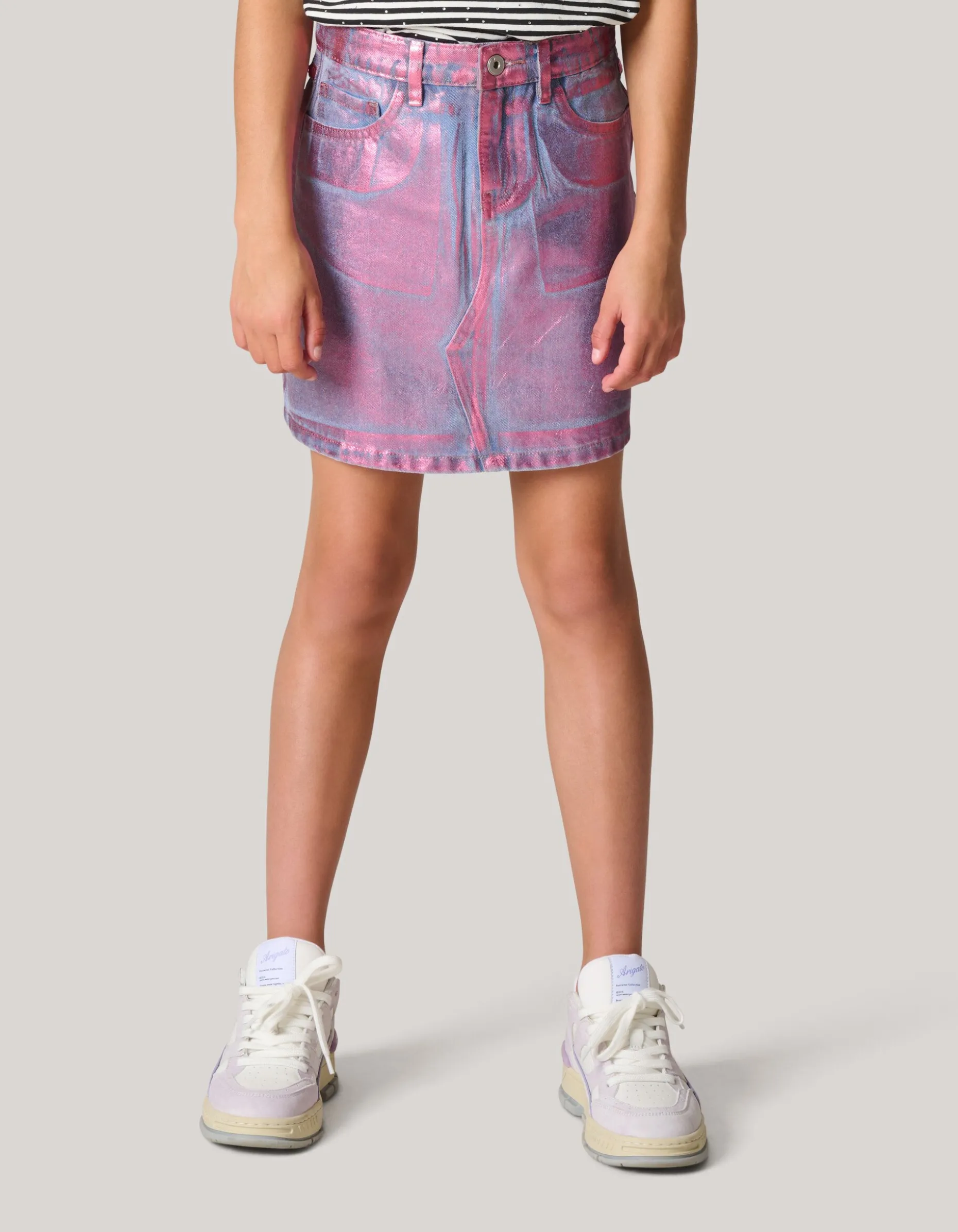 Metallic Denim Rok Roze