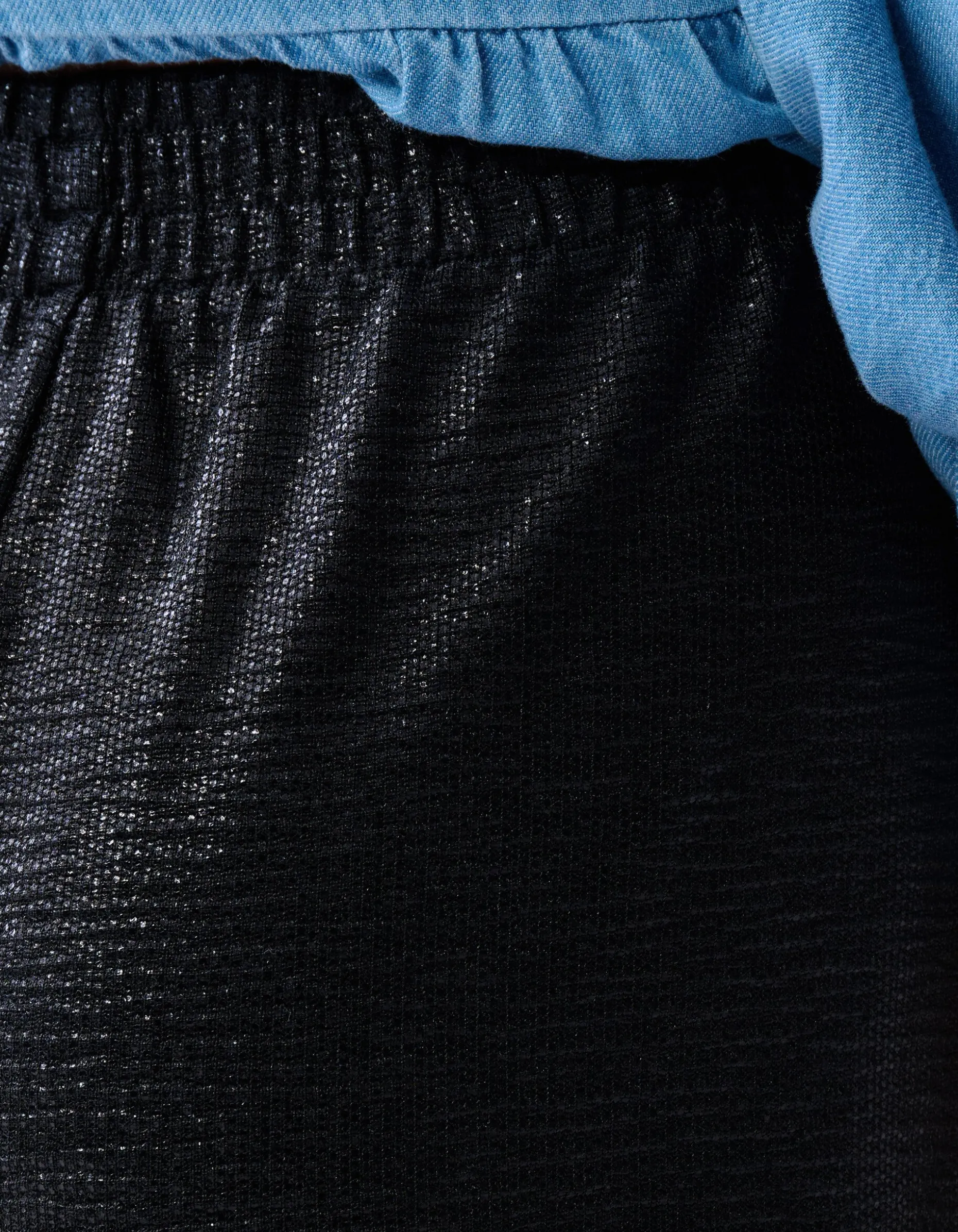 Metallic Wide Leg Broek Zwart