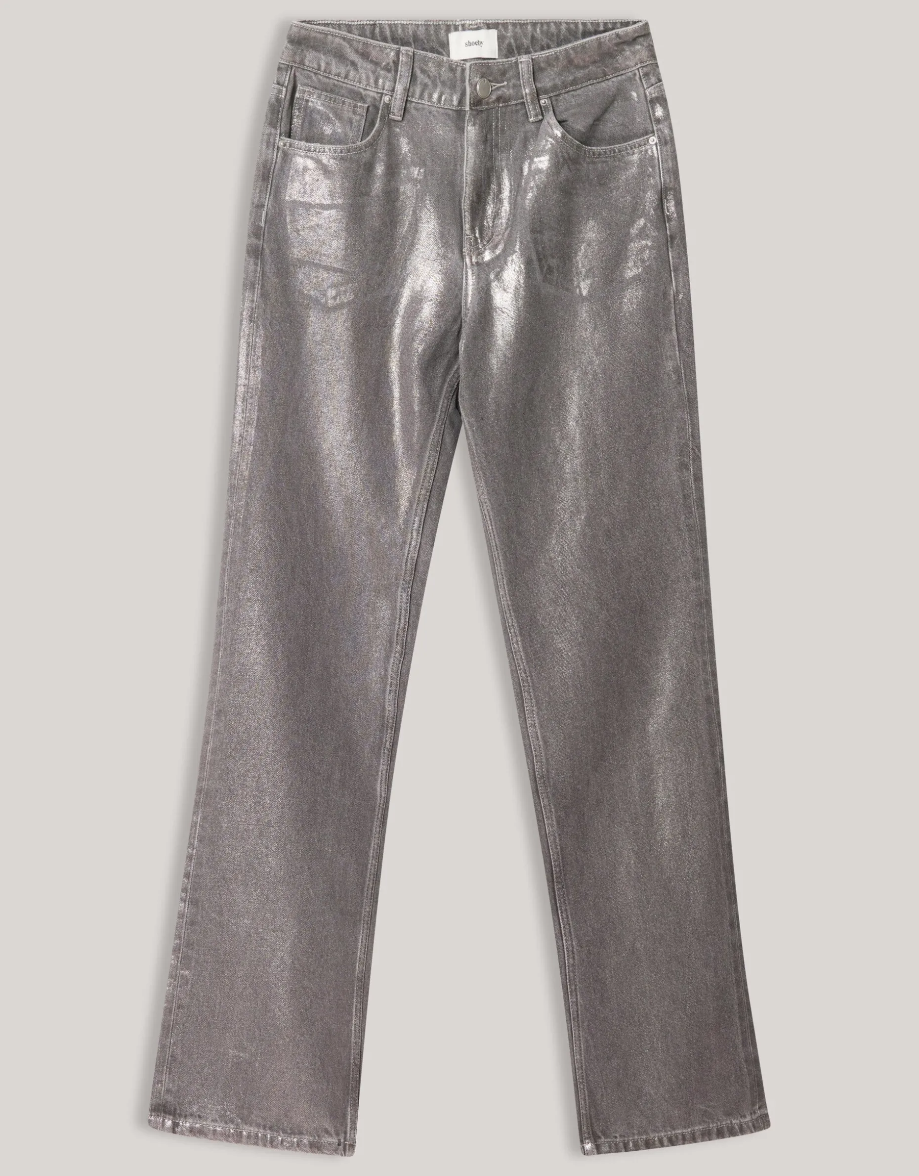 Metallic Wide Leg Jeans Donkergrijs