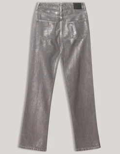 Metallic Wide Leg Jeans Donkergrijs