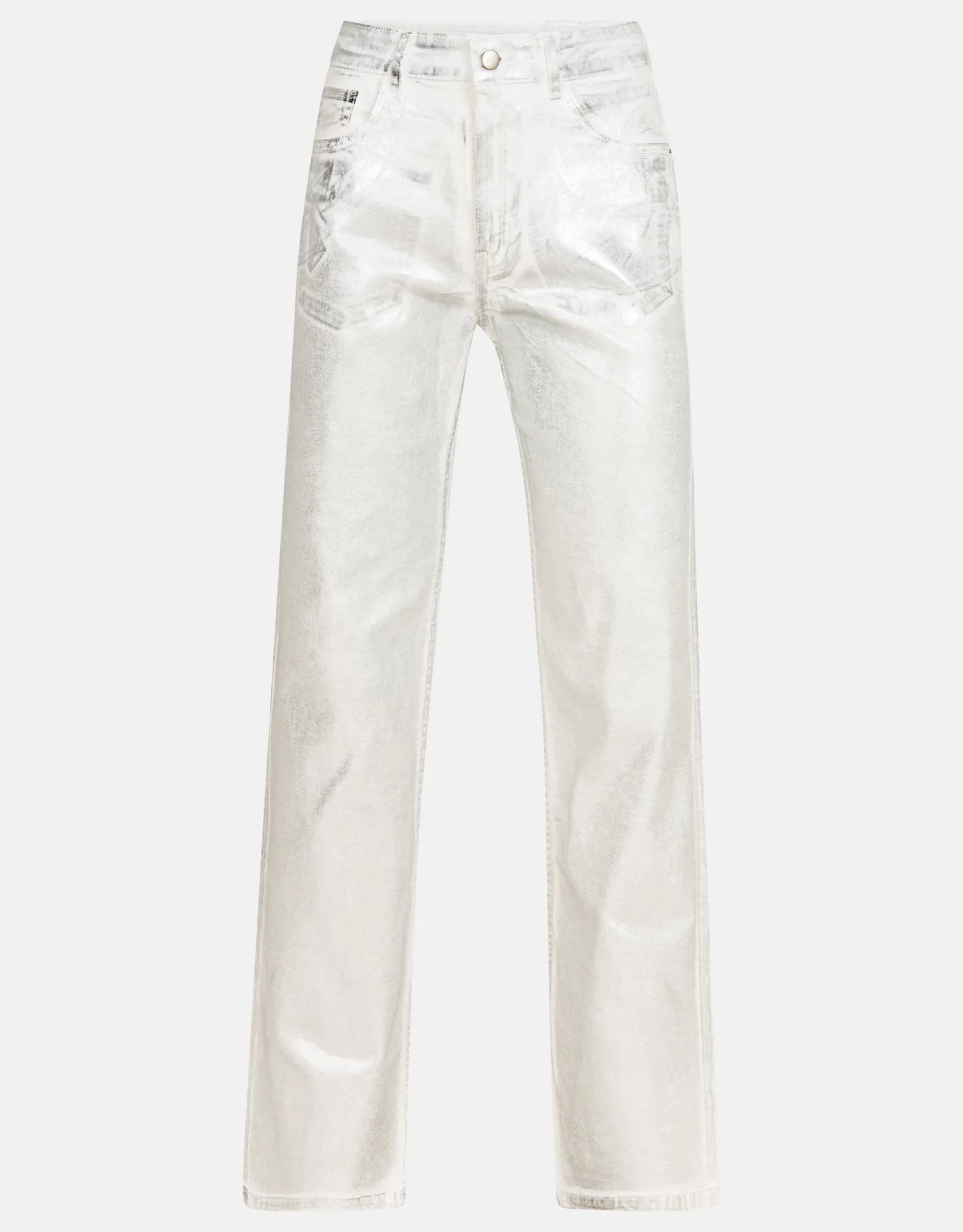 Metallic Wide Leg Jeans Zilver