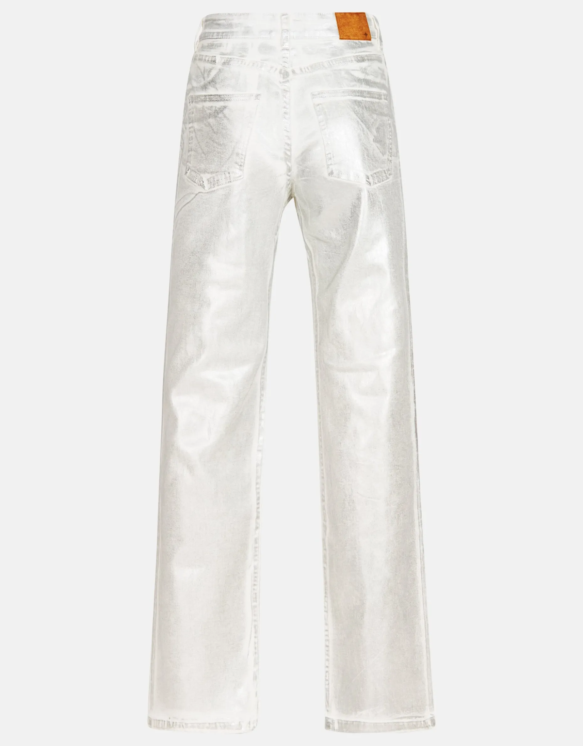 Metallic Wide Leg Jeans Zilver