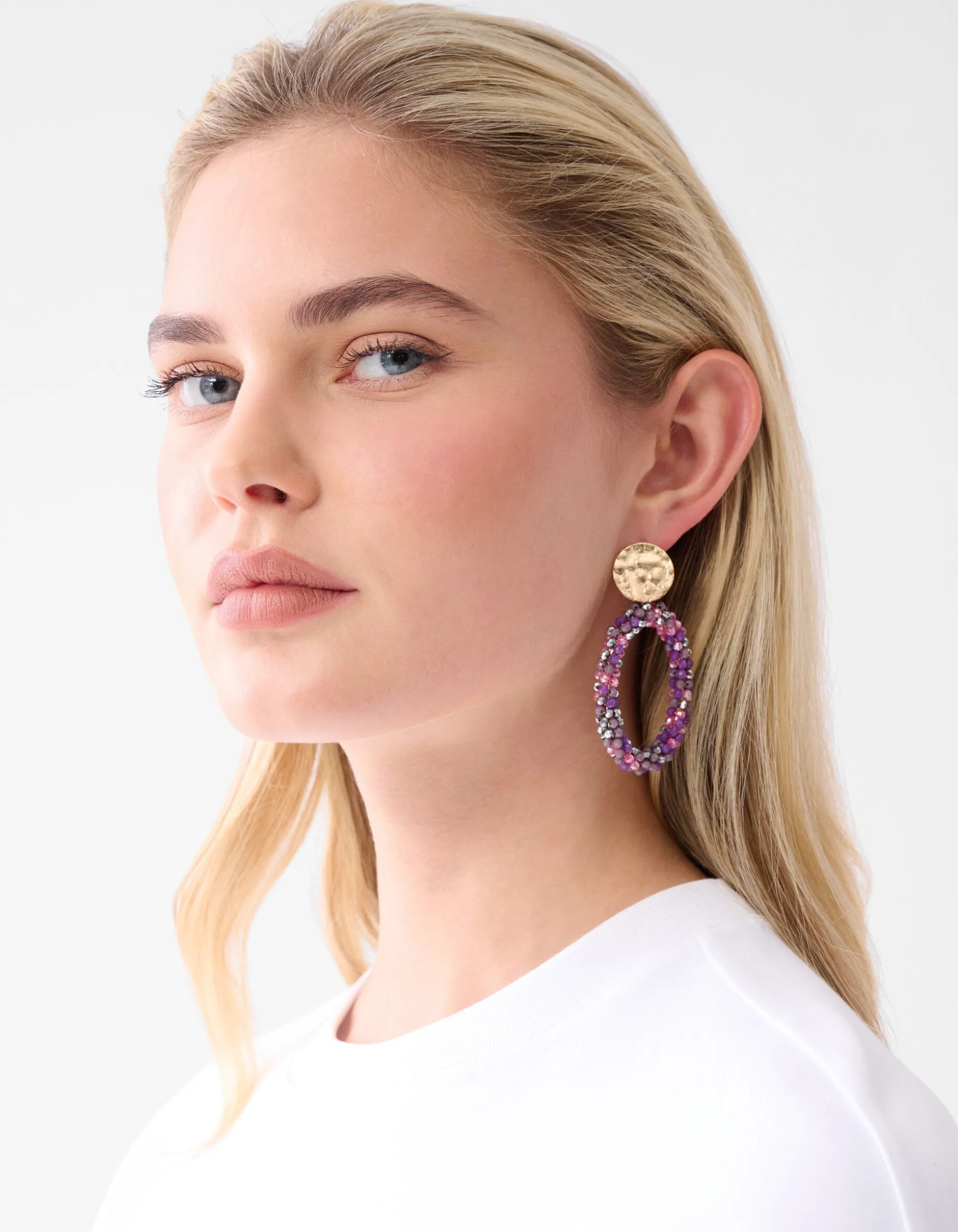 Multi Beaded Oorbellen Paars