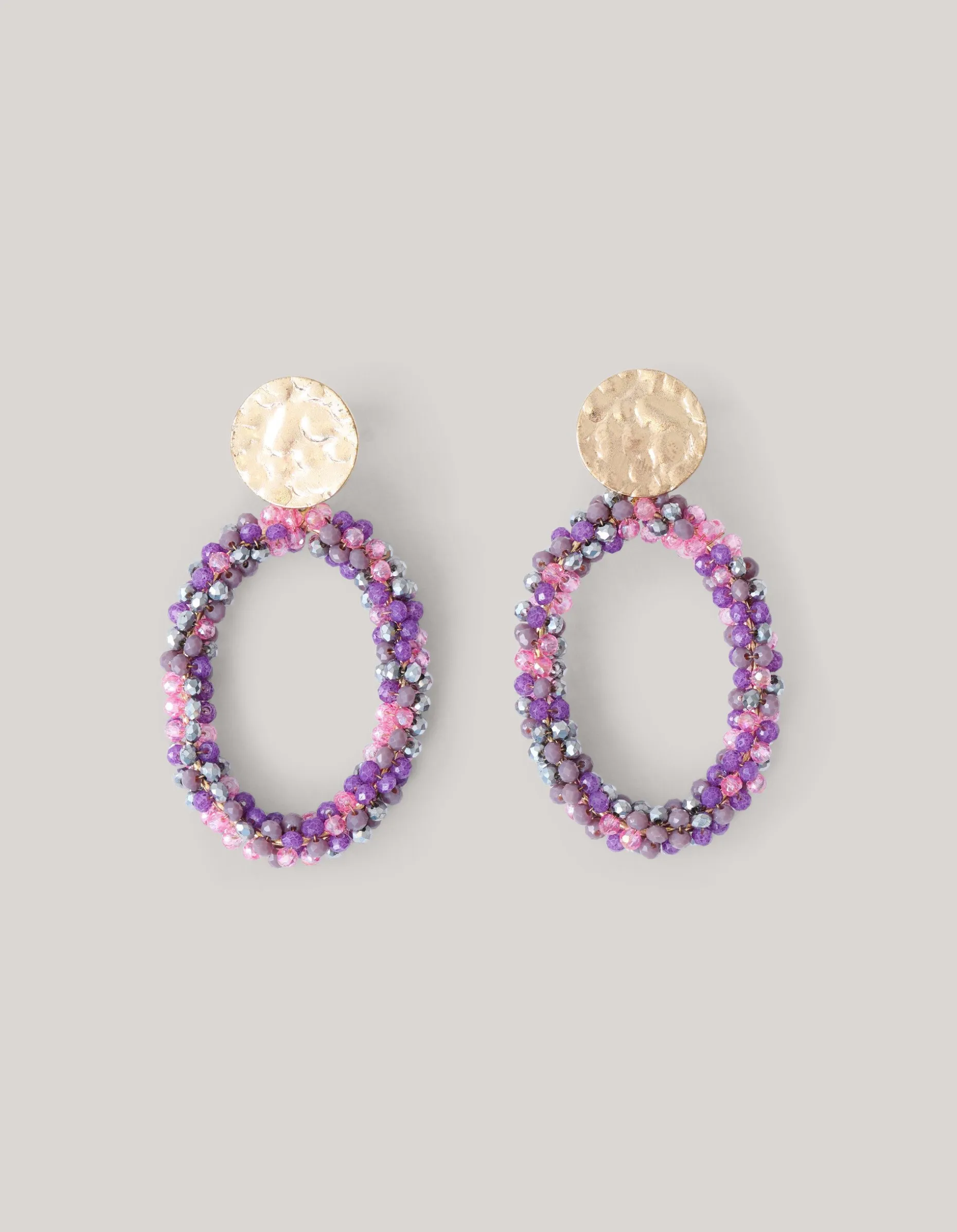 Multi Beaded Oorbellen Paars