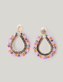Multi Beaded Oorbellen Paars