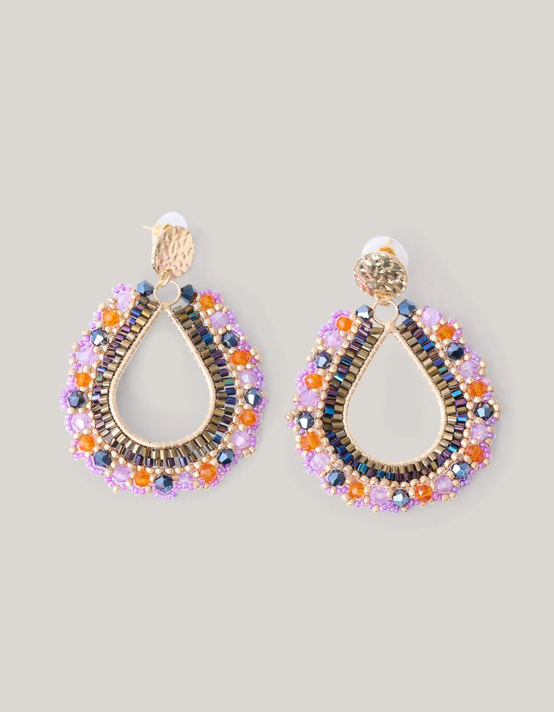 Multi Beaded Oorbellen Paars