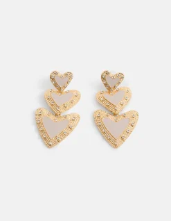 Multi Heart oorbellen Beige