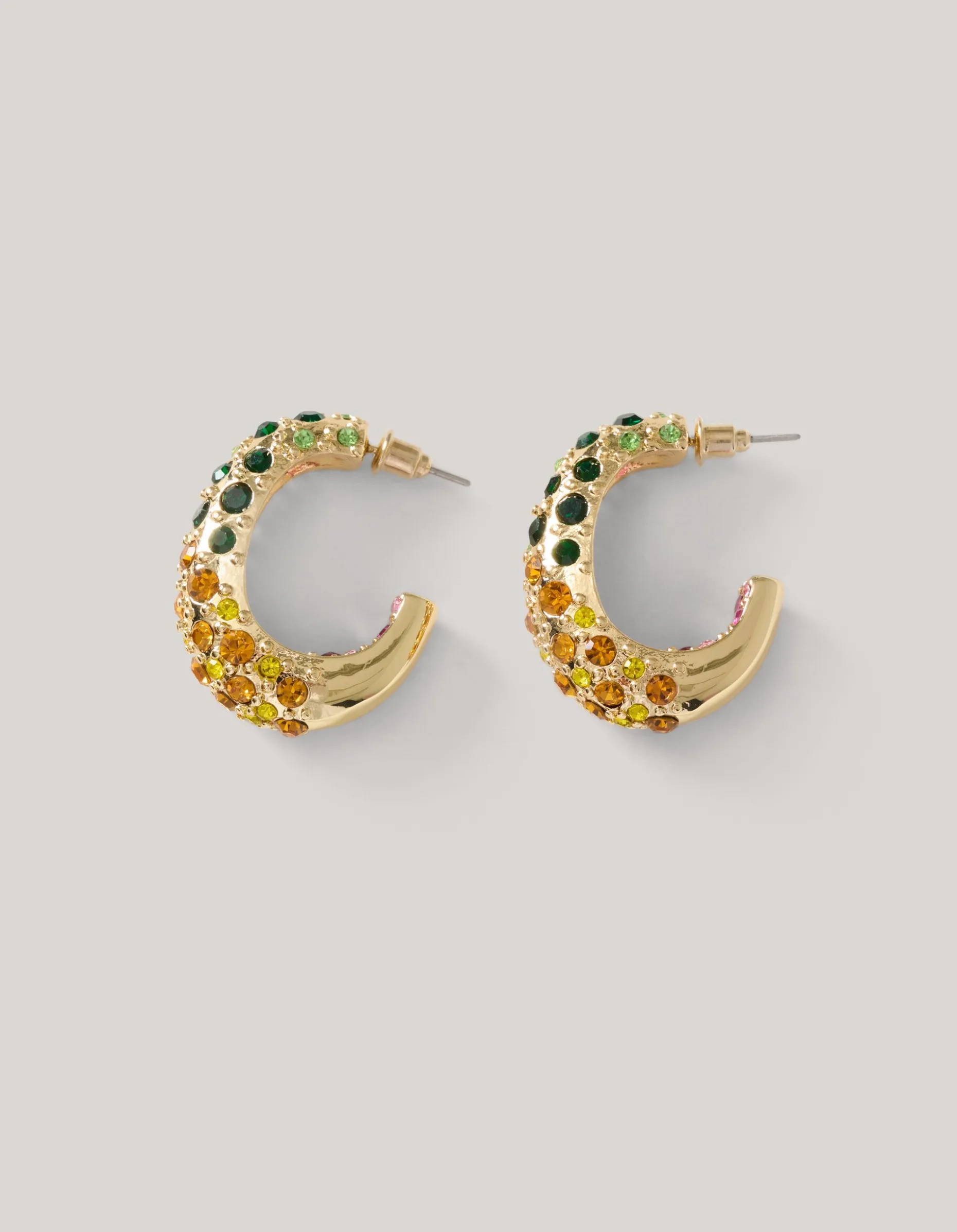 Multi Strass Oval Hoop Oorbellen