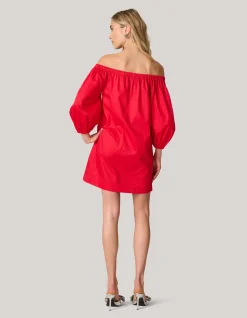 Off Shoulder Jurk Rood
