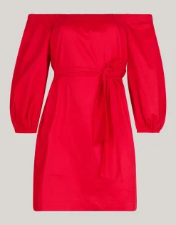 Off Shoulder Jurk Rood