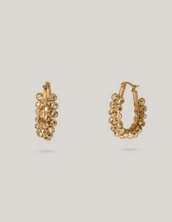 Oval Beaded Hoop Oorbellen Goud