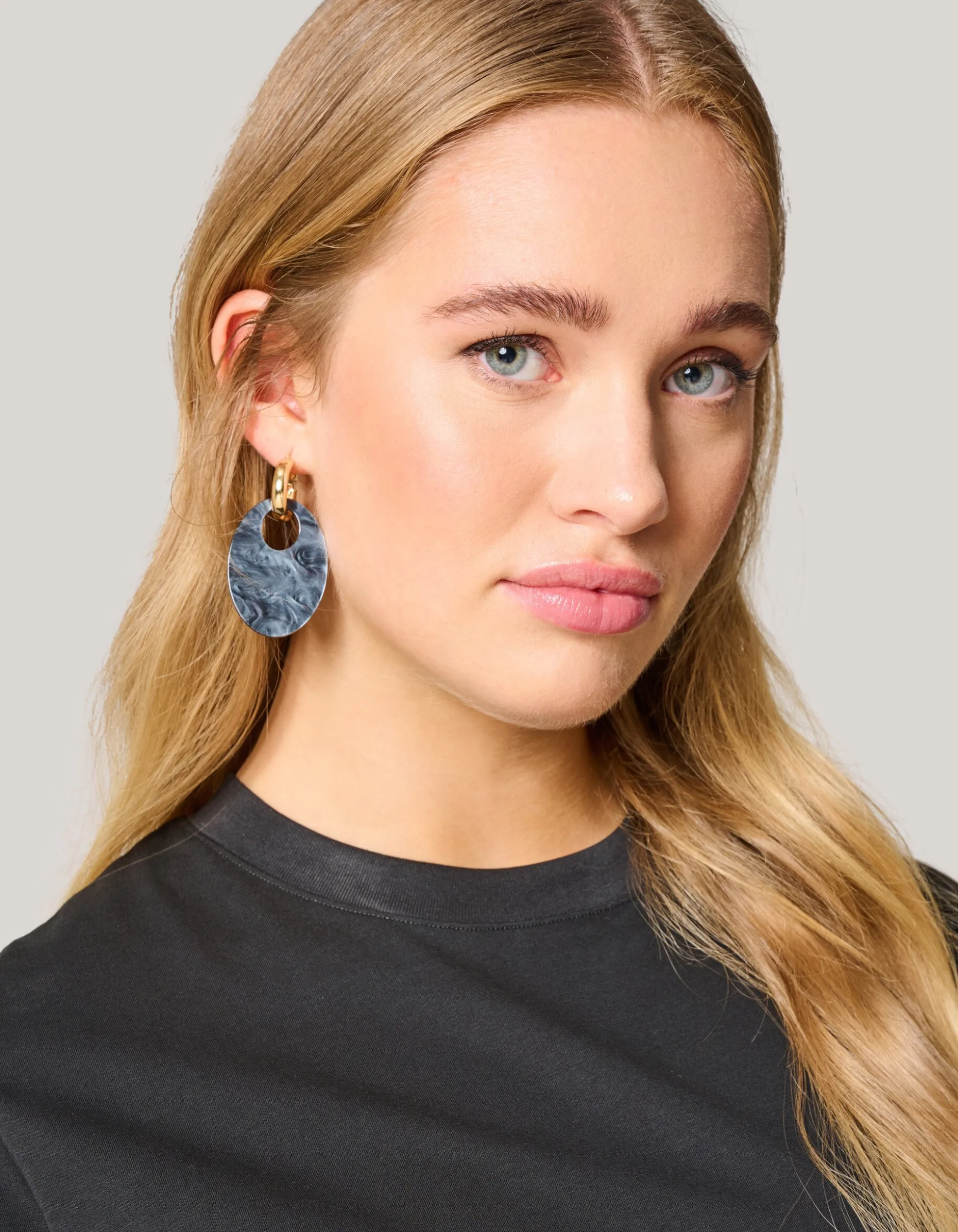 Oval Oorbellen Donkerblauw