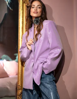 Oversized Pailletten Blazer Lichtpaars By Lizzy