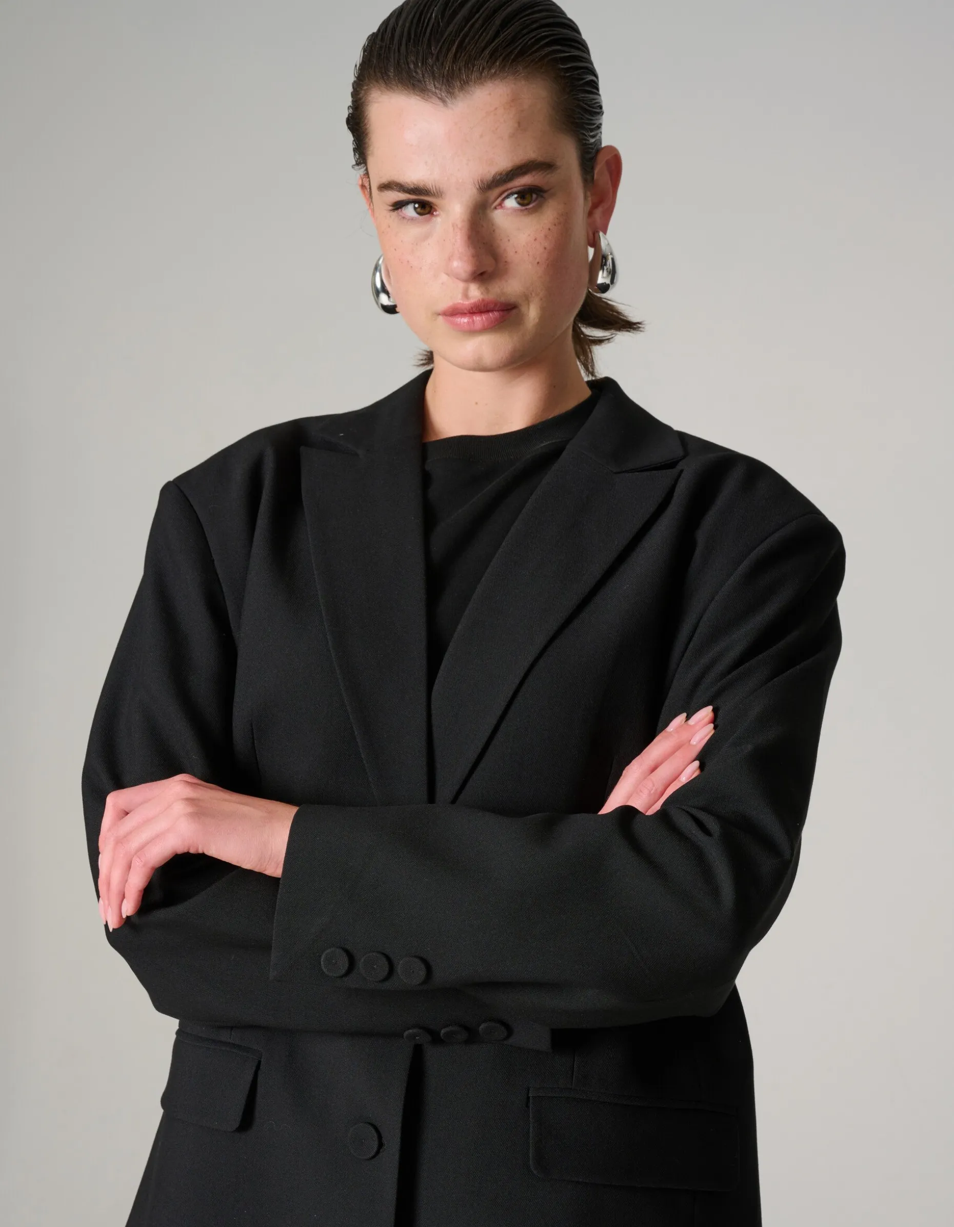 Oversized Strik Blazer Zwart