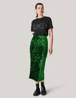 Pailetten Maxi Rok Groen