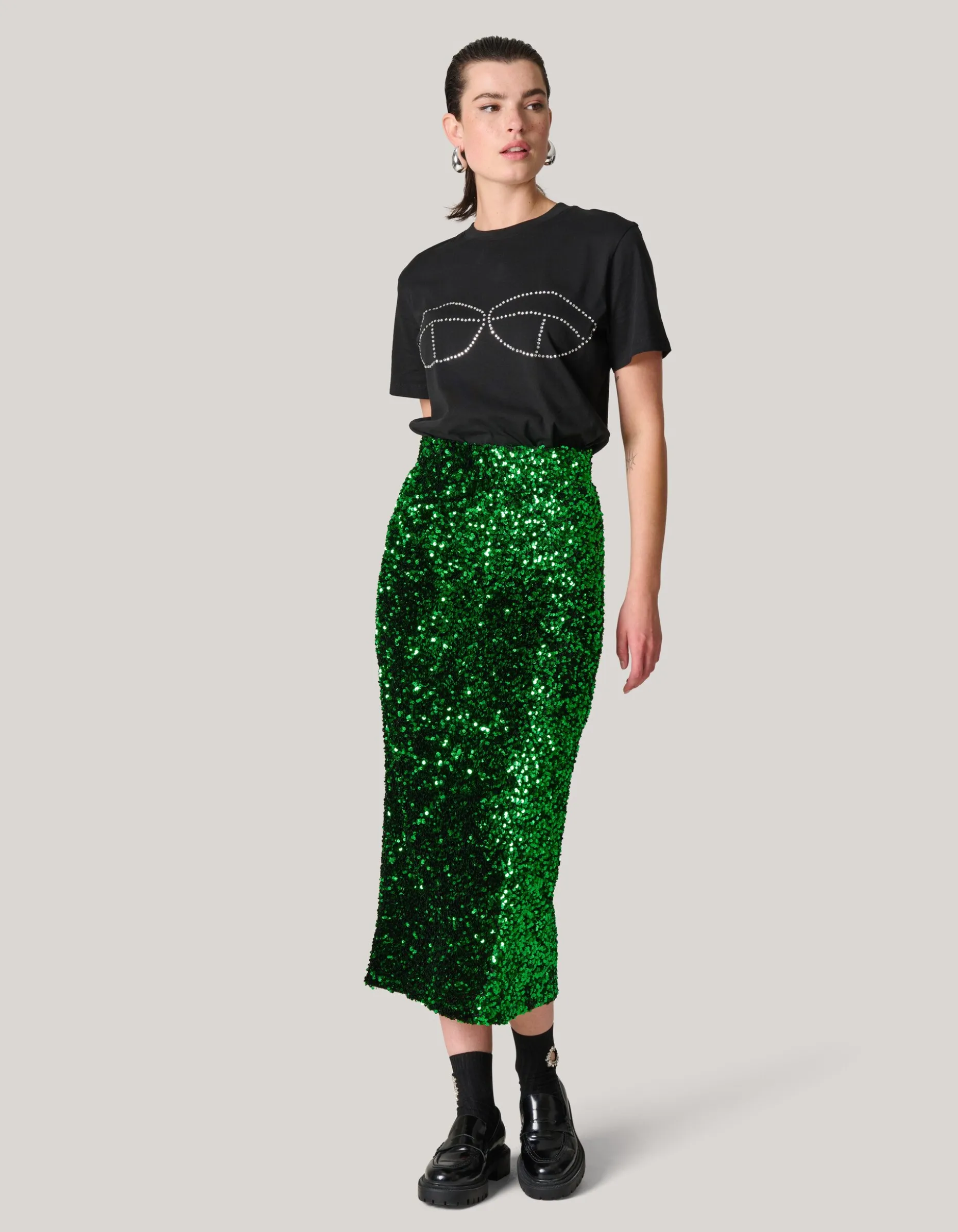 Pailetten Maxi Rok Groen