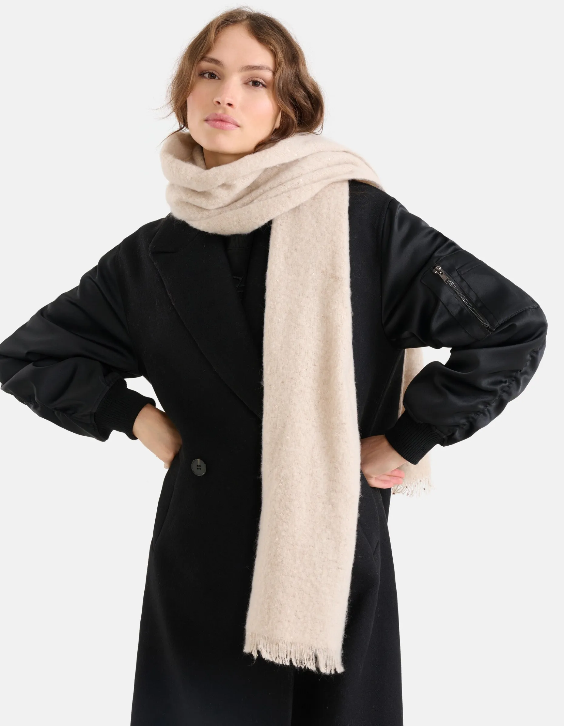 Pailletten Sjaal Beige
