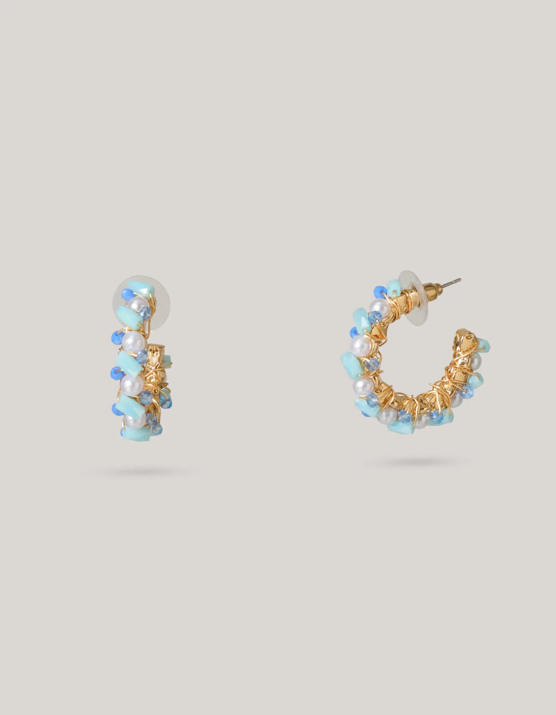 Pearl Beaded Hoop Oorbellen Goud