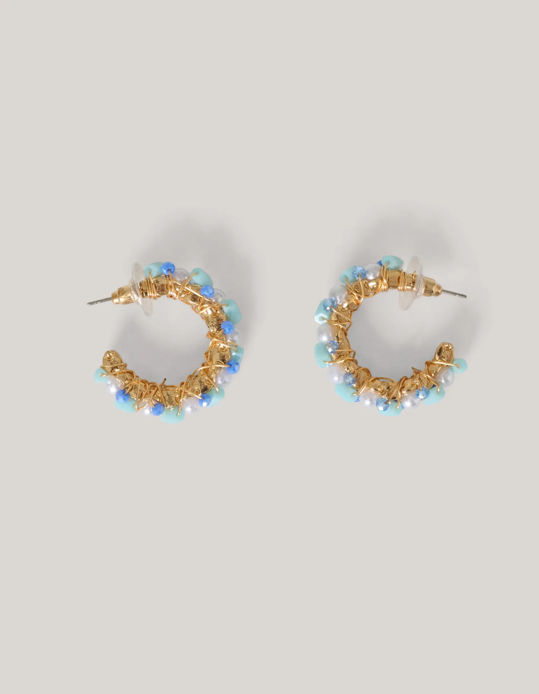 Pearl Beaded Hoop Oorbellen Goud