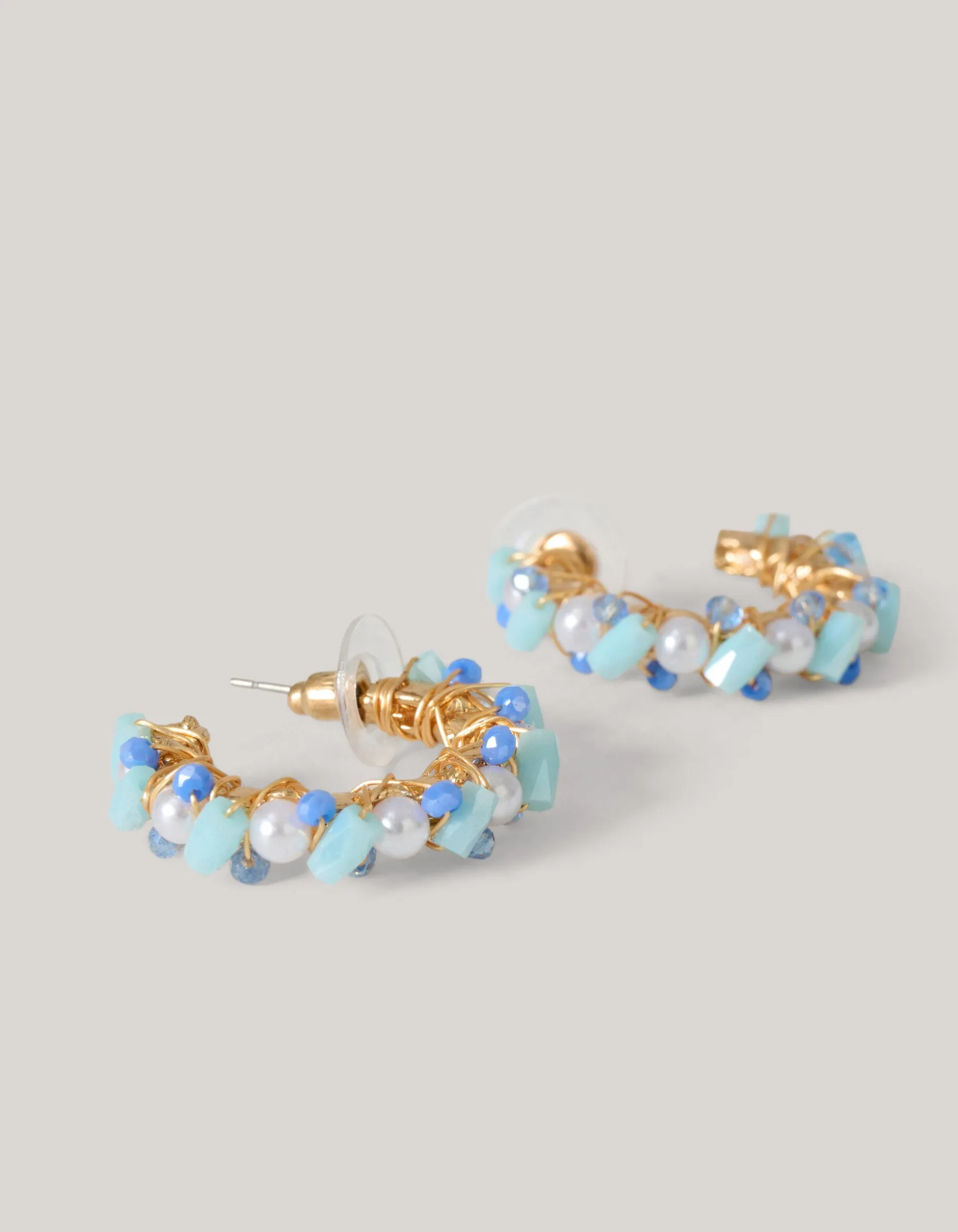 Pearl Beaded Hoop Oorbellen Goud