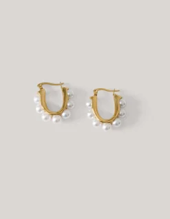 Pearl Hoop Oorbellen Goud