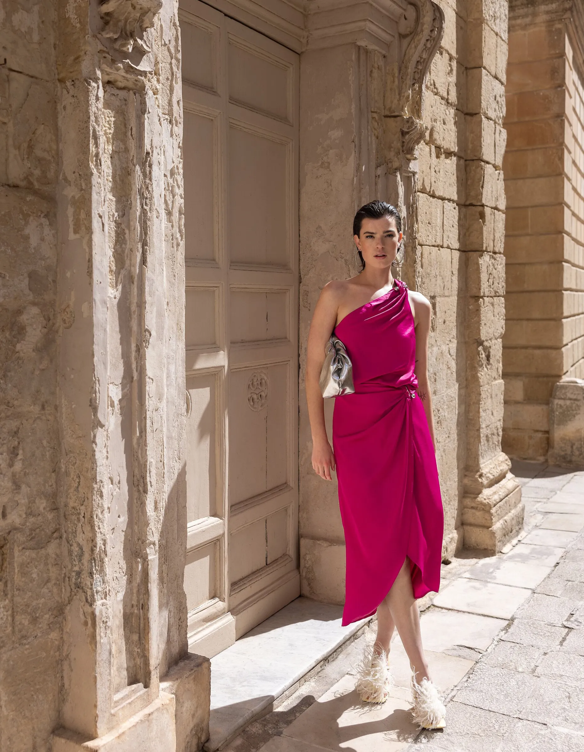 Pierced Satijnen Rok Roze