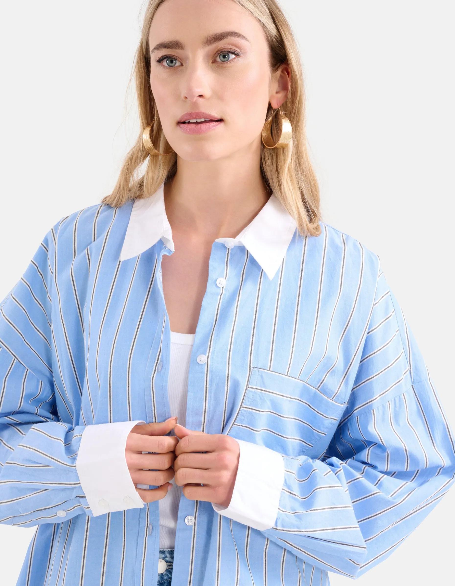 Pinstripe Blouse Lichtblauw By Lonneke