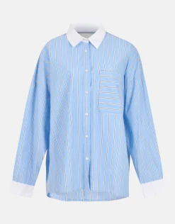 Pinstripe Blouse Lichtblauw By Lonneke
