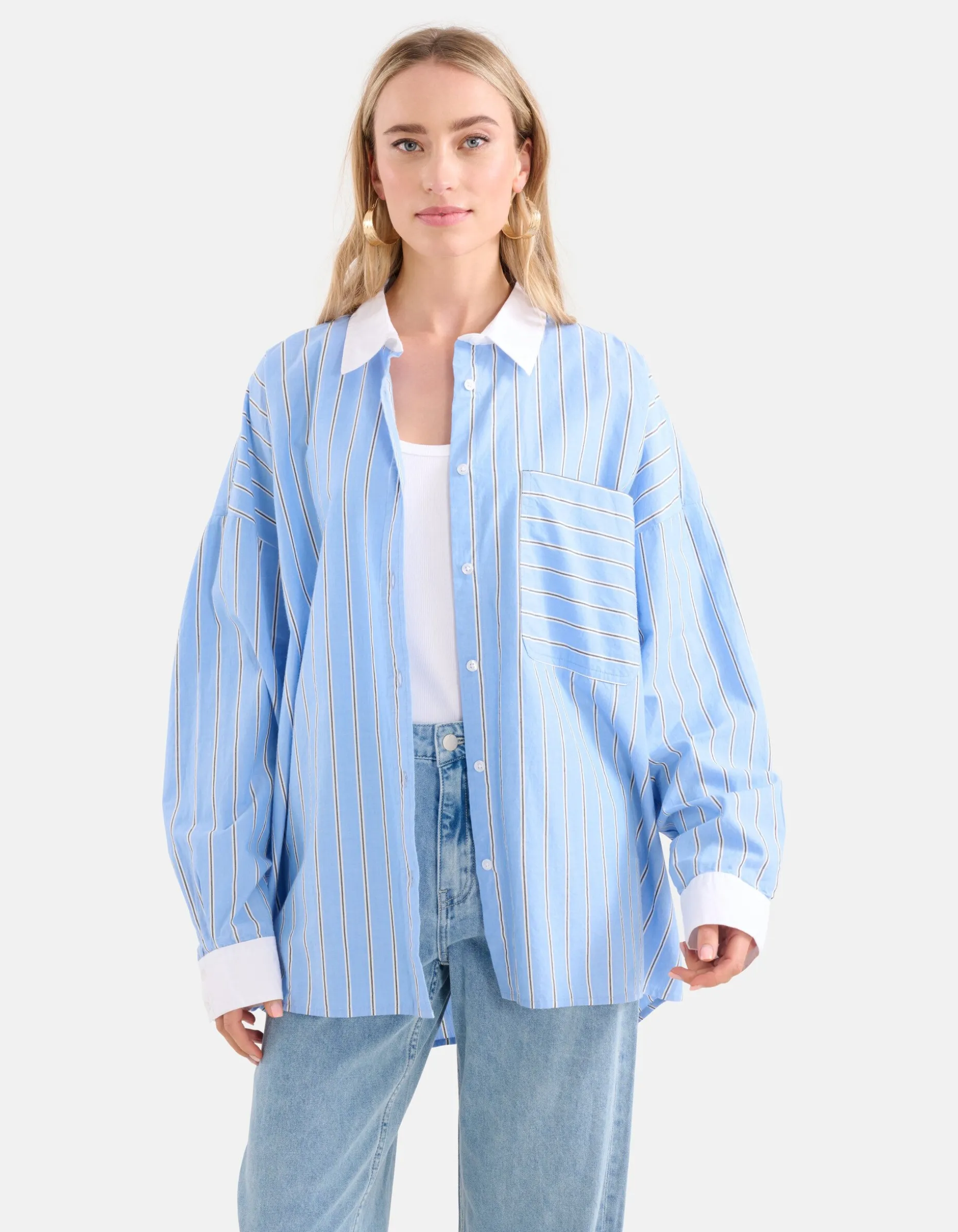 Pinstripe Blouse Lichtblauw By Lonneke
