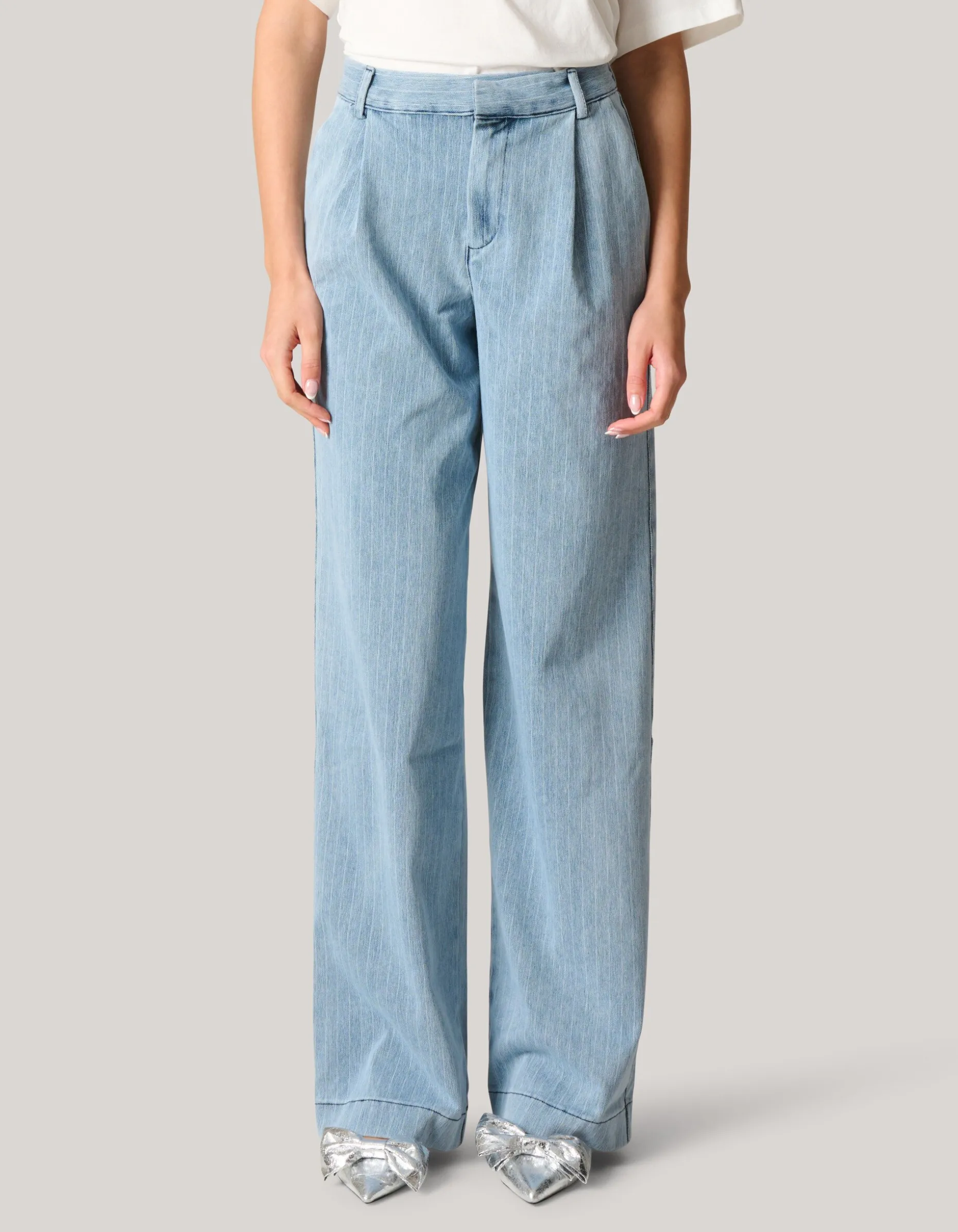 Pinstripe Loose Fit Jeans Lichtblauw L34