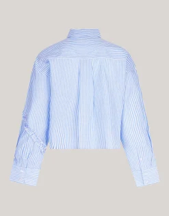 Pinstripe Ruffle Blouse Lichtblauw